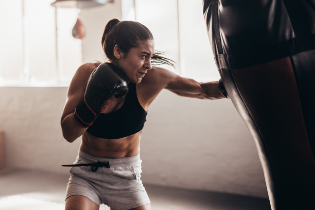 boxing a punching bag is a fun outlet for your stress to dissipate