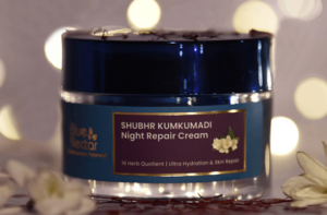 Night cream is placed on table 